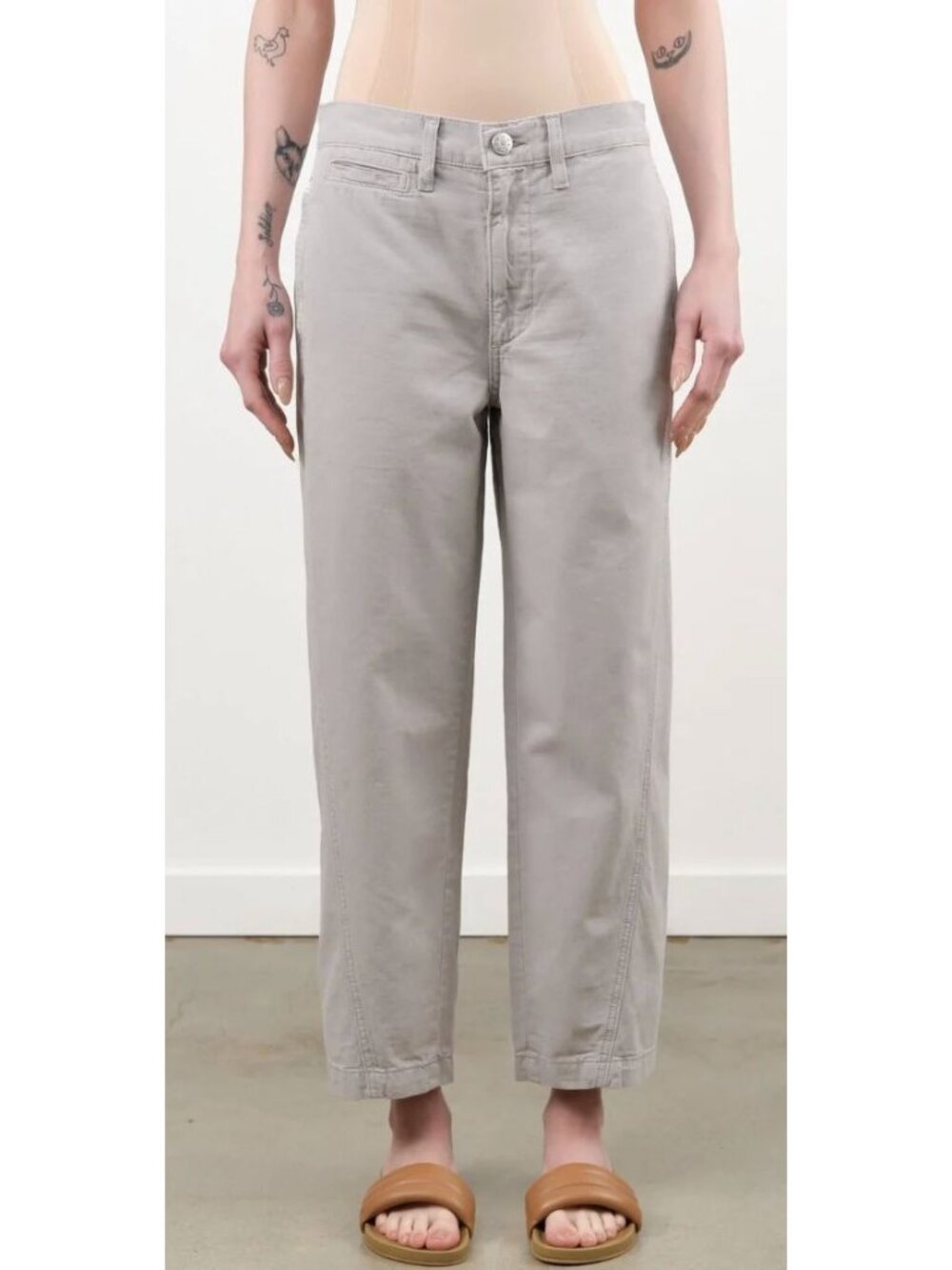 AMO Denim Maria Trouser Pant in Drizzle Grey Cotton Size 24